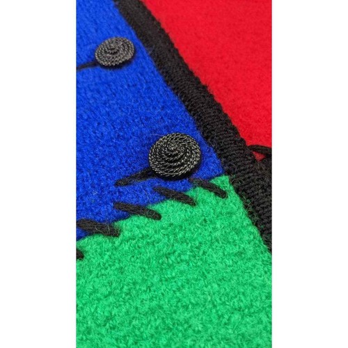 Carroll Reed Color Block Small Wool Cardigan Sweater Vintage 80s - Picture 3 of 6