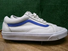Vans Mens Old Skool Sk8 Low Leather White Blue Skate Shoes Sneakers Size 9.5 US