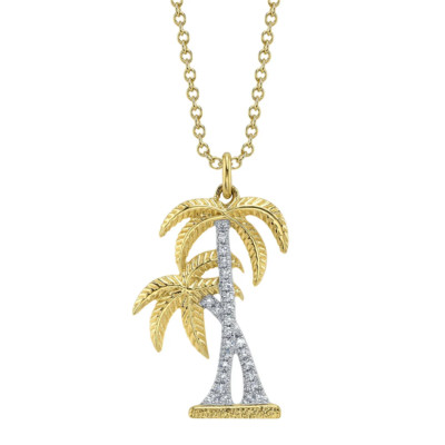 Palme Diamant Collier 14K Gold Natur 0,07 ct