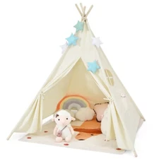 Children's Play Indoor Tent Teepee Folding Lightweight Gift Kids With Curtain