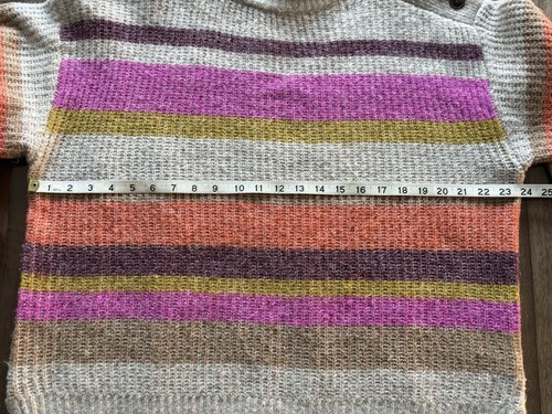 White Stuff Pink Mustard Orange Stripe Wool Blend Knit Jumper Size 16 Button - Picture 14 of 15
