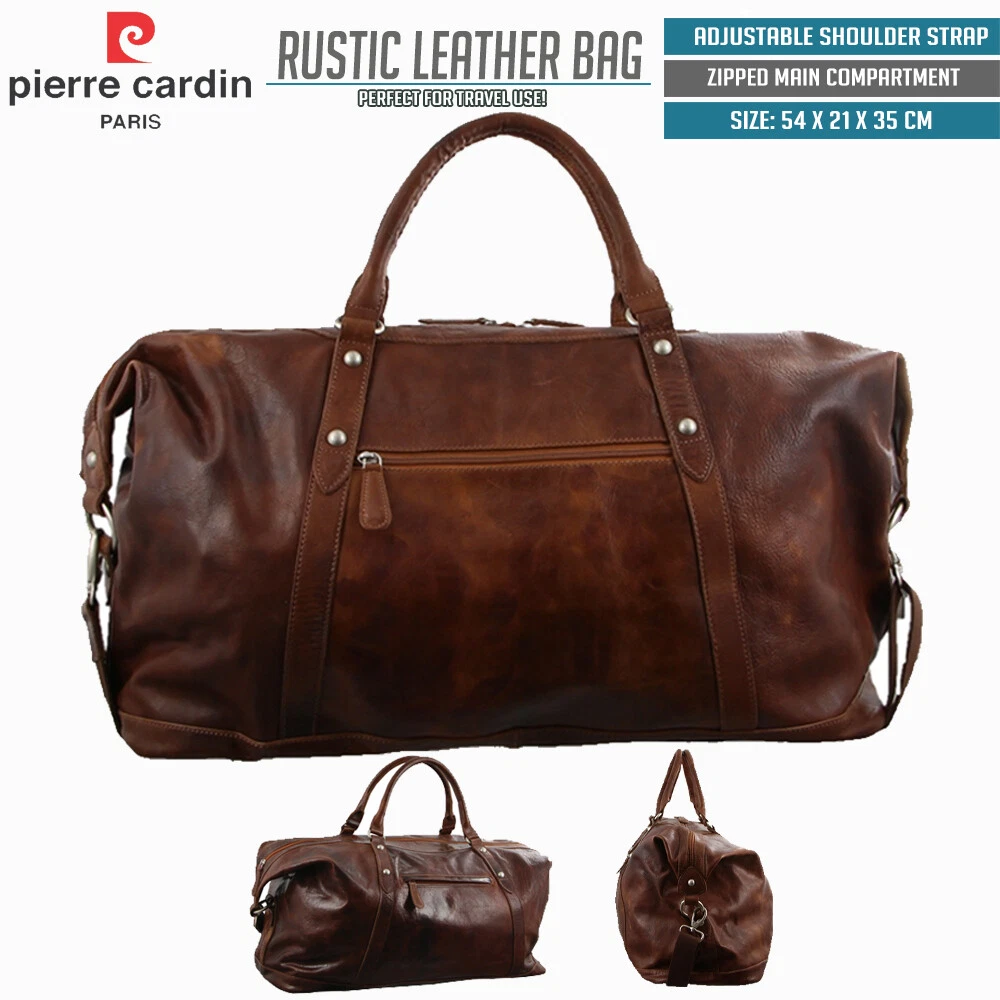 Pierre cardin rustic leather overnight bag hotsell