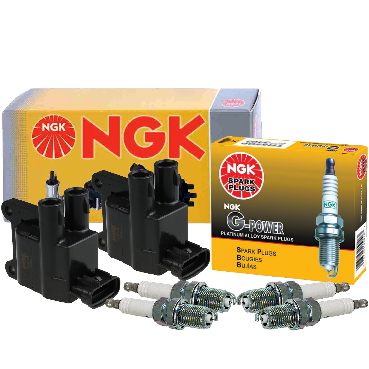 NGK 2 DIS Ignition Coil 4 G-Power Platinum Spark Plugs Kit For 4Runner Tacoma L4