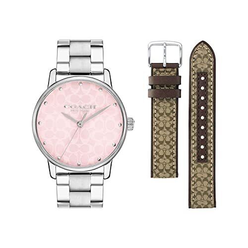 Coach 14000088 Grand Pink Logo Dial Silver Bracelet Women's Coach 14000088 Grand Pink Logo Dial Silver Bracelet Women's