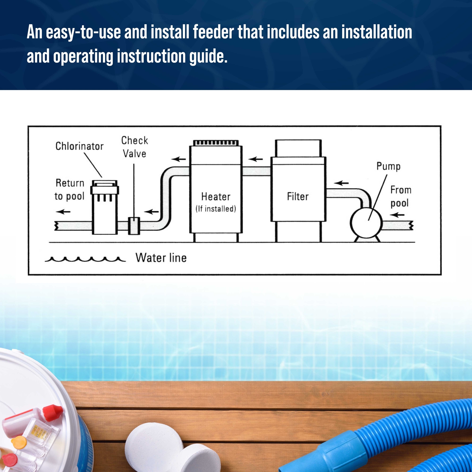 Professional In-Line Pool Automatic Chlorine Feeder - 9 lb Chemical Capacity