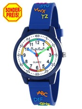 Armbanduhren Kinder Lernuhr Mädchen Jungen Kinderuhr ABC Schule blau 2te Wahl