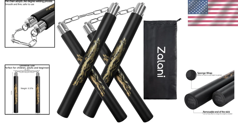 Espuma segura de borracha Nunchaku - Conjunto de treinamento de 12,2 polegadas para agilidade e coordenação - Imagem 2 de 4