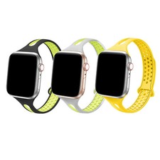 3 PACK Silicone Sport Band for Apple Watch Series 9, 8, 7, 6, 5, 4, 3, 2, 1, SE