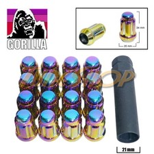 16 Gorilla Spline Tuner Lock Lug Nut 12x1.25 1.25 Acorn Wheel Rim Neo Cr Close S