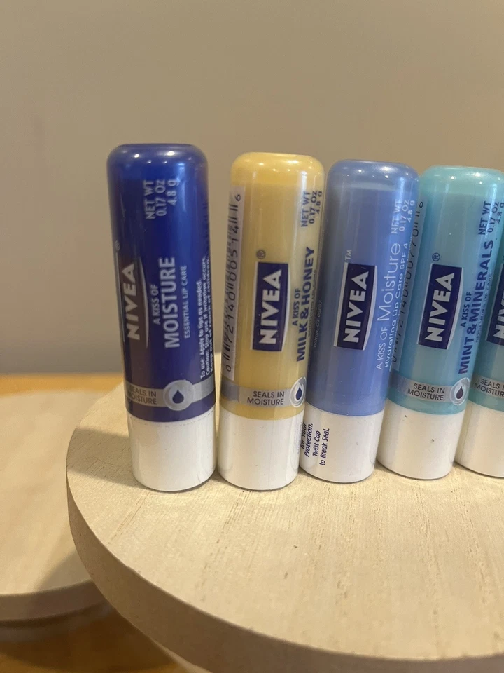 NIVEA Lot Of 5 Mint Minerals Moisture SPF 4 Milk  & HONEY LIP CARE BALM SEALED - Image 2 of 4