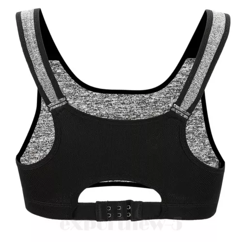 Plain Zipper Women Front Closure Sports Bra Racerback Yoga Gym Bra Size S-5XL - Picture 10 of 27