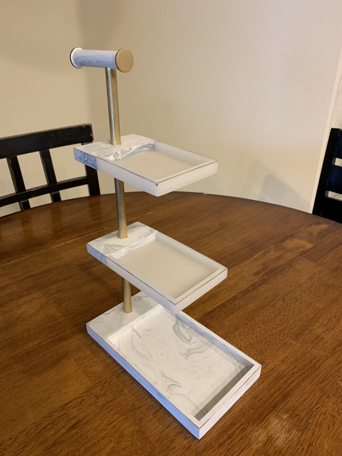 Faux Marble Vanity / Bathroom Tiered 3 Shelf Organizer Jewelry / Make-up