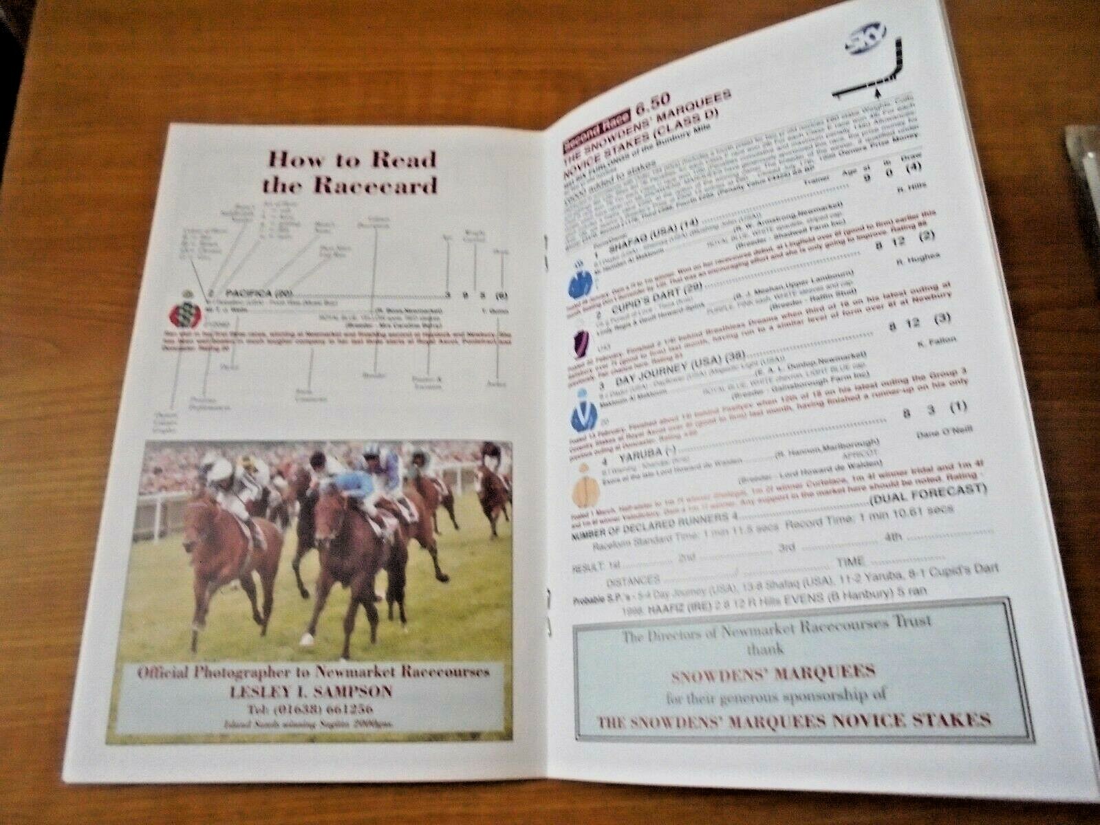 NEWMARKET RACE CARD, JULY 23RD, 1999 FIRST DAY OF THE THIRD JULY