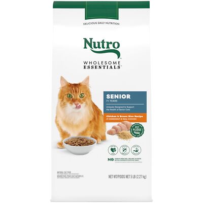 Nutro Wholesome Essentials Senior Dry Cat Food Chicken Brown Rice 5 lb Bag
