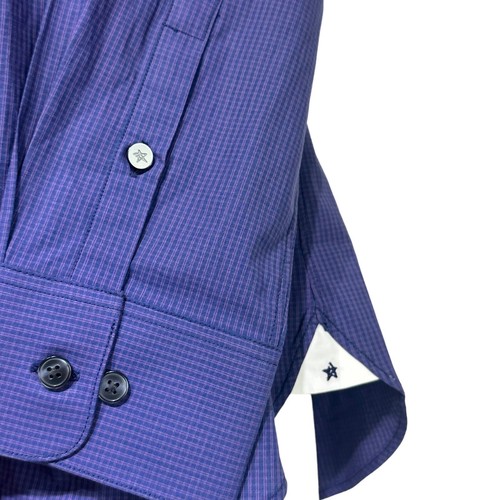 john varvatos usa slim fit purple plaid button up dress shirt Size 15 1/2 32/33 - Picture 2 of 6