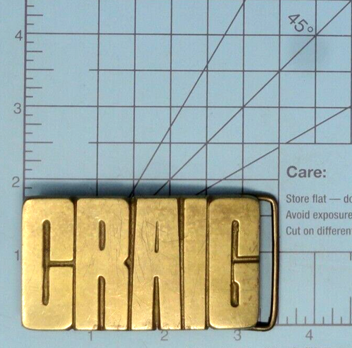 CRAIG Belt Buckle Iconic 70s Cut Out Brass Name Vtg Baron Taiwan .TYC310 - Picture 3 of 7