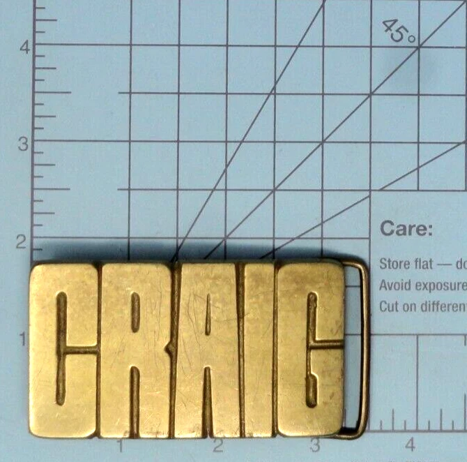 Пряжка для ремня CRAIG Iconic 70-е вырез из латуни имя винтажный Baron Тайвань .TYC310 - Изображение 3 из 4