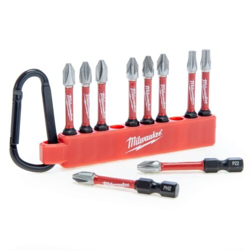 Milwaukee Screwdriver Bits x10 SHOCKWAVE Carabiner Keyring Pozi Torx Phillips - Picture 7 of 12