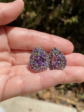 8.5 ct. Genuine Multi Gemstone Cluster Earrings Sterling Silver