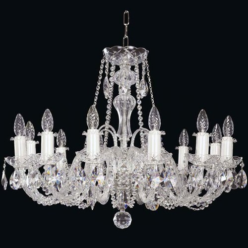 Chandelier Bohemian Crystal brass in silver Elegant 12 lights clear crystal
