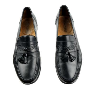 SANTONI Tassel Loafers Dress Shoes Sz. 11 D Black Leather  display picture 1