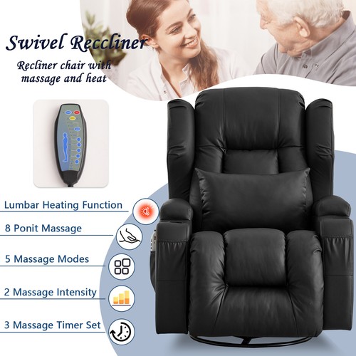 Recliner Chair Swivel Modern Single Reclining Sofa w/Massage and Ambient Light - Picture 7 of 38