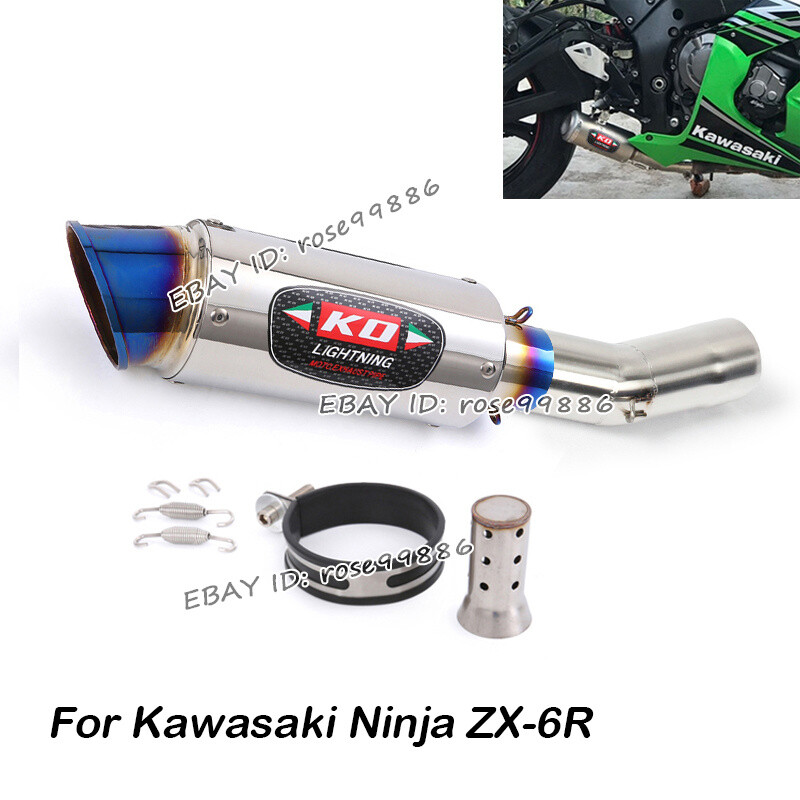 クローム For Yamaha Ninja ZX-6R Slip on Exhaust Mid Pipe Link Muffler Tips