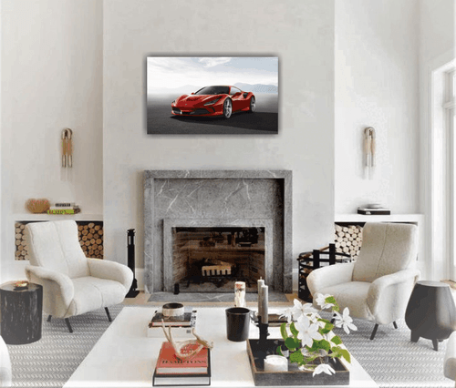 Ferrari Super Car Wandkunst bedruckte Leinwand über einen massiven Kiefernrahmen gestreckt - Bild 2 von 5