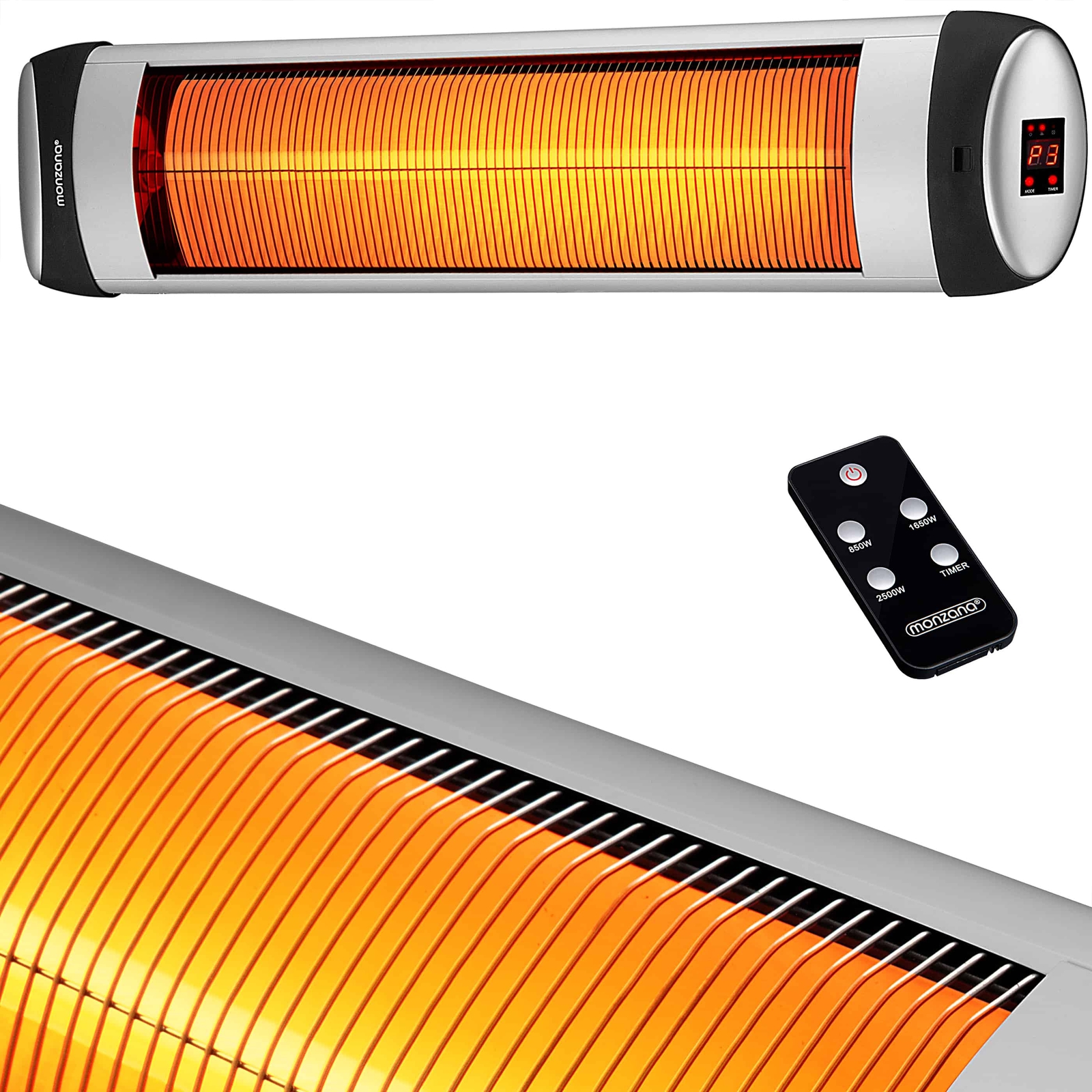 Stufa da patio argento 2500 W a infrarossi
