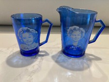 Vintage Shirley Temple Cobalt Blue Cup and Creamer 