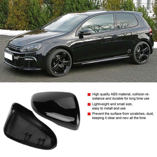 Pair Black Door Mirror Cover Cap Mirror Casing Fits VW GTI Golf MK6 Touran - Picture 2 of 6
