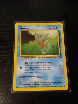 Pokémon TCG Horsea Fossil Set 49/62 Regular Unlimited Common
