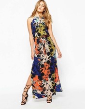 Plus Size River Island Halter Floral Split Side Maxi Dress