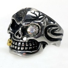 Edelstahl- Anello Male Teschio con Strass Biker