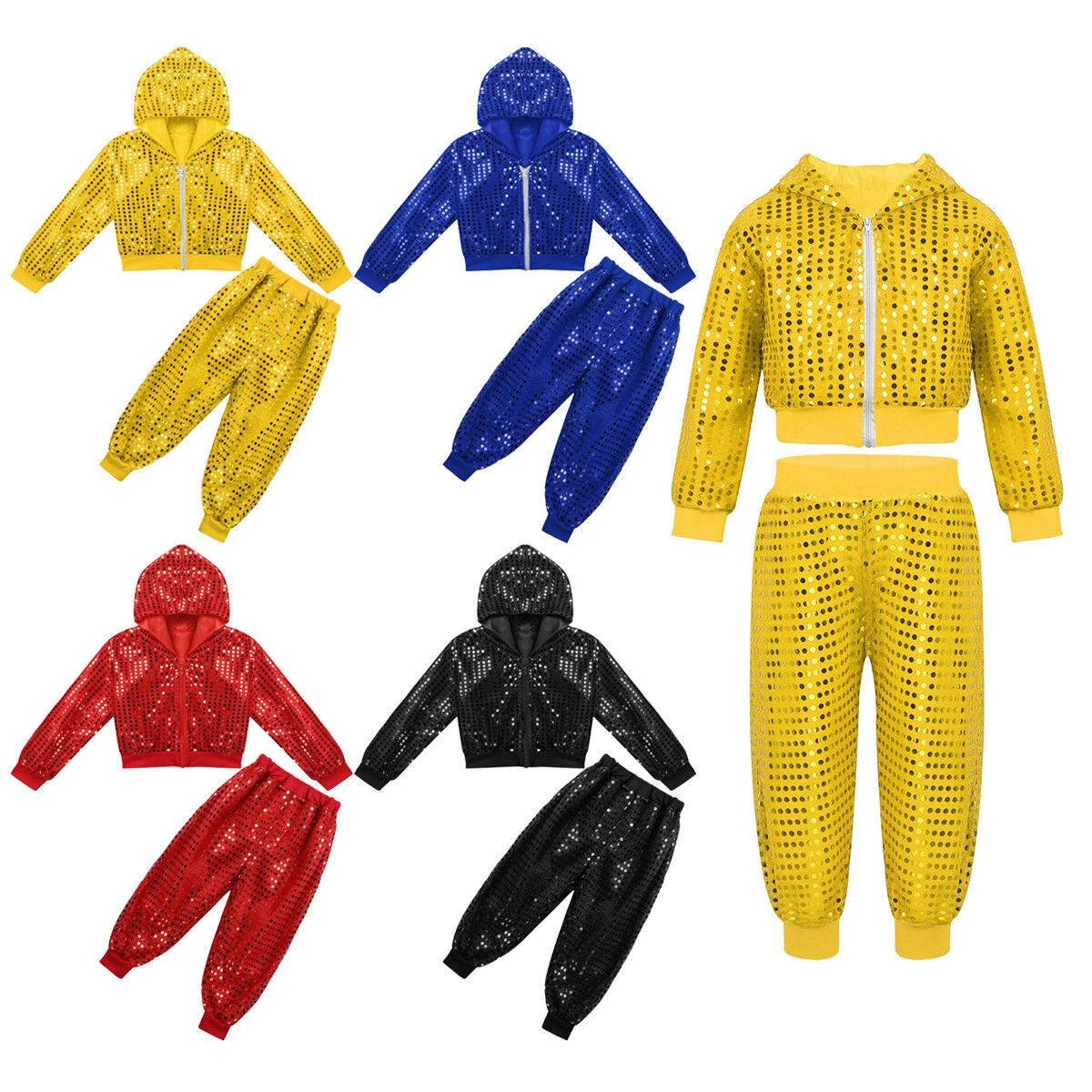 VETEMENTS Costume jazz hip hop ragazzo ragazza abito danza di strada paillettes lucide set abbigliamento