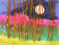 Original Moon LANDSCAPE Pastel Painting JMW art John Williams Impressionism