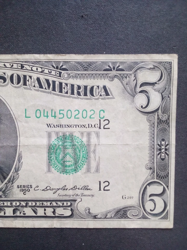 1950 C Series $5 Dollar Bill Federal Reserve Bank Note - Image 3 of 4