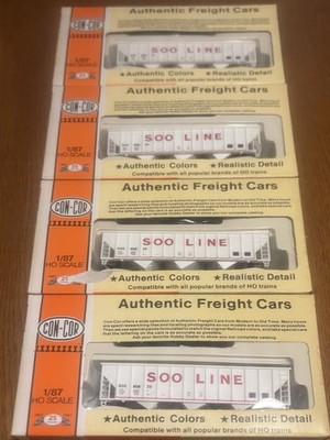 4-CON-COR HO Scale Train 0001-009318 SOO-LINE 100 Ton 12P Coal Hopper kit NIB