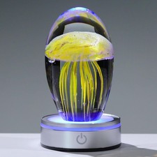 Handmade Jellyfish Lamp   Crystal Glass Figurine Colorful LED Night Light, Oc...