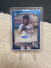 2025 Bowman Chrome Warel Solano 1st Blue Reptilian Auto /150 Rays