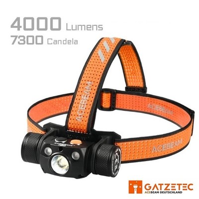 ACEBEAM H30 LED Stirnlampe Rotlicht und UV - Schwarzlicht inkl. Akku 4000 Lumen