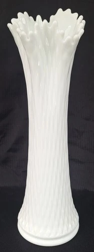 Vintage Westmoreland Milk Glass Quilted Diamond Swung Vase 16 Inch