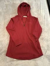 L.L.Bean Women s Red Quarter-Zip Hooded Pullover Sweatshirt Size S