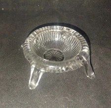 New Castle Salt Dip Clear Glass Spraddle Legs Flower On Bottom Ribbed Not Marked