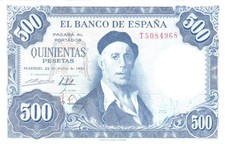 #Banco De Spain 500 Pesetas 1954 P-148 aUNC Ignacio Zuloaga