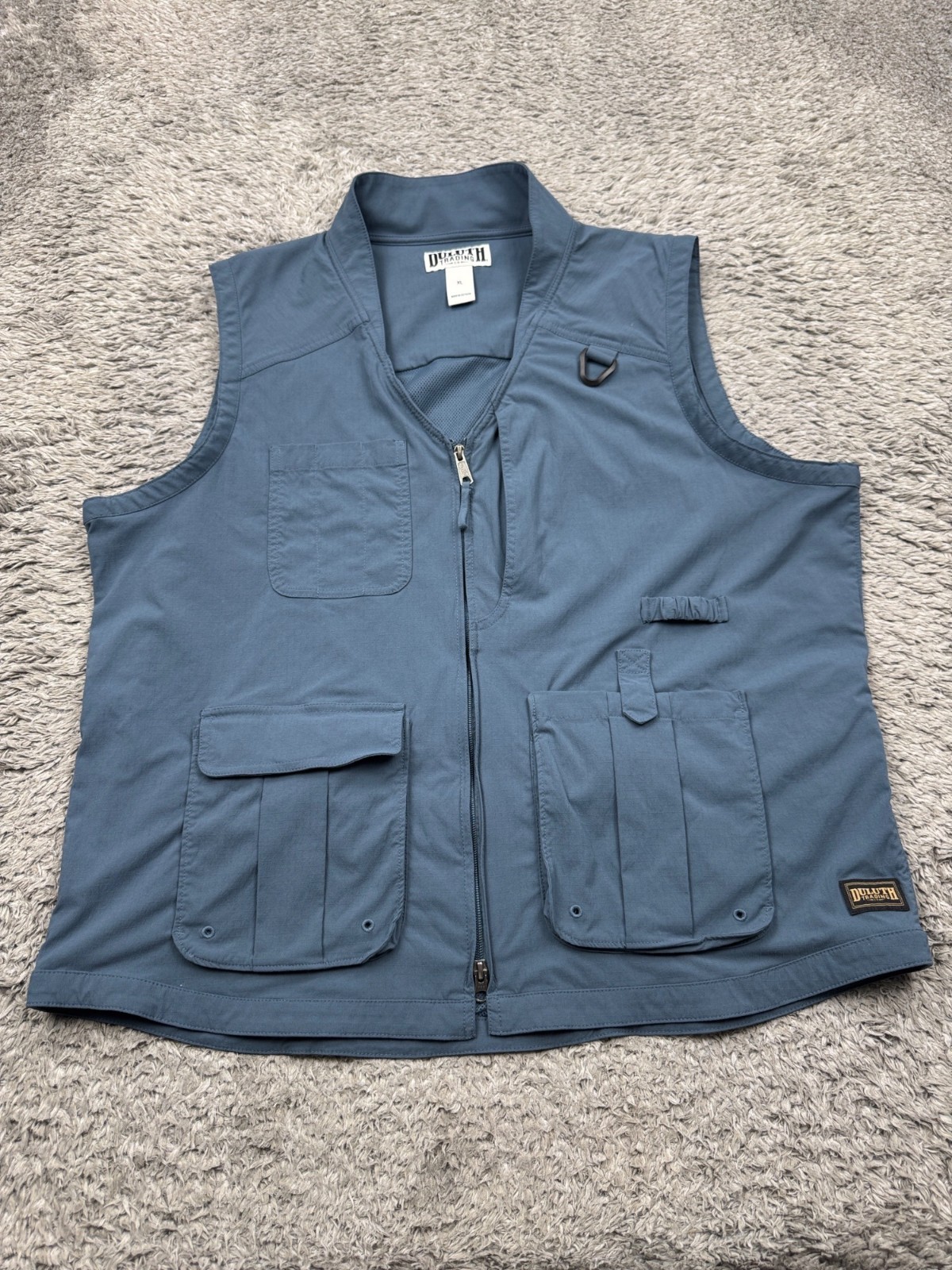 Duluth Trading Vest Men XL Heirloom Gardening Gray Utility Nylon Stretch Fishing