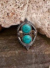 Santa Rosa Turquoise Silver Ring Sz 9