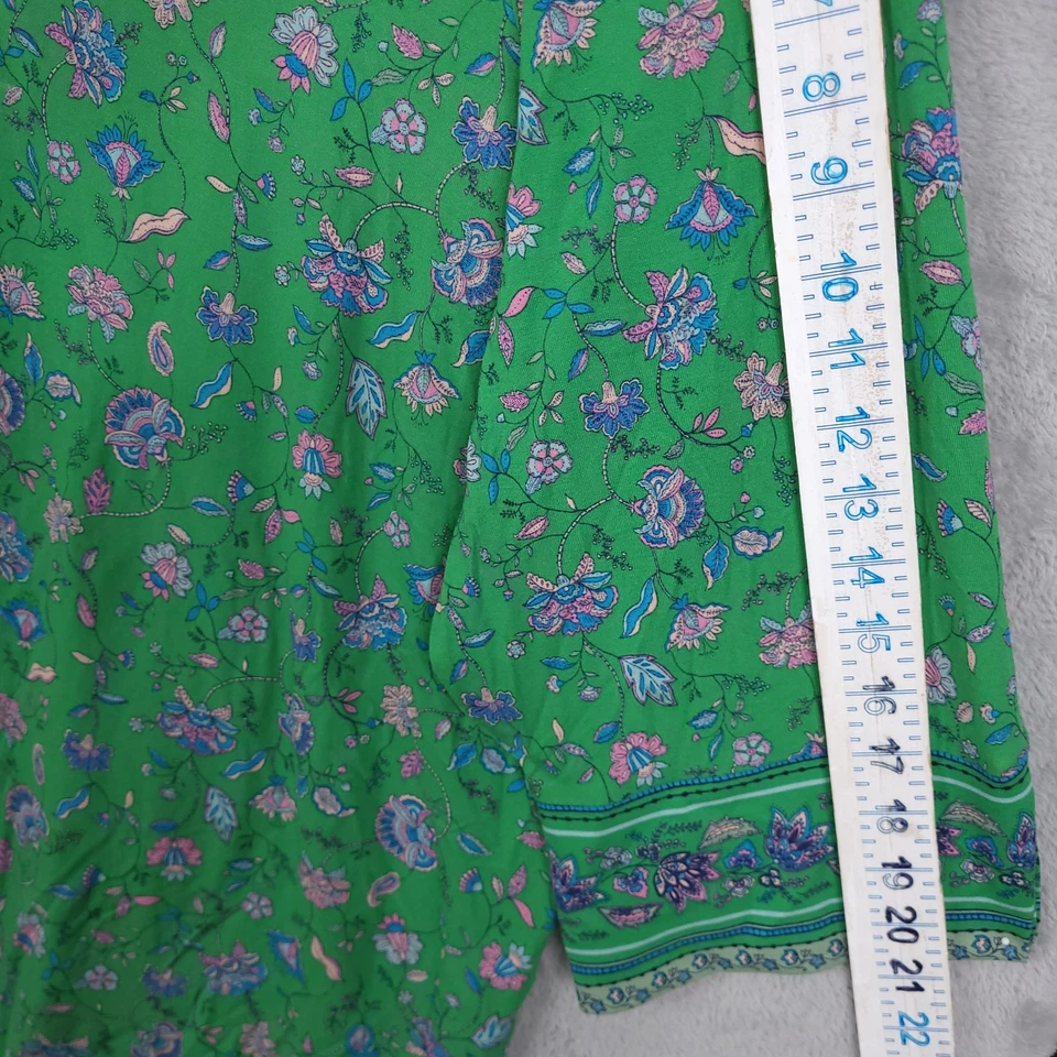 J Jill Wearever Kelly Verde Top Túnica Hoja Mujer 4X Cuello Dividido Elastizado Boho Foto 4 de 4