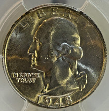 1948 S  Washington Silver Quarter MS64 PCGS Beautiful Luster Bright White WQ-04