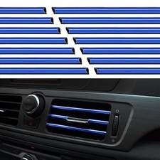 20 Pcs Car Vent Outlet Trim Interior Decoration Strip Chrome PVC Air Blue